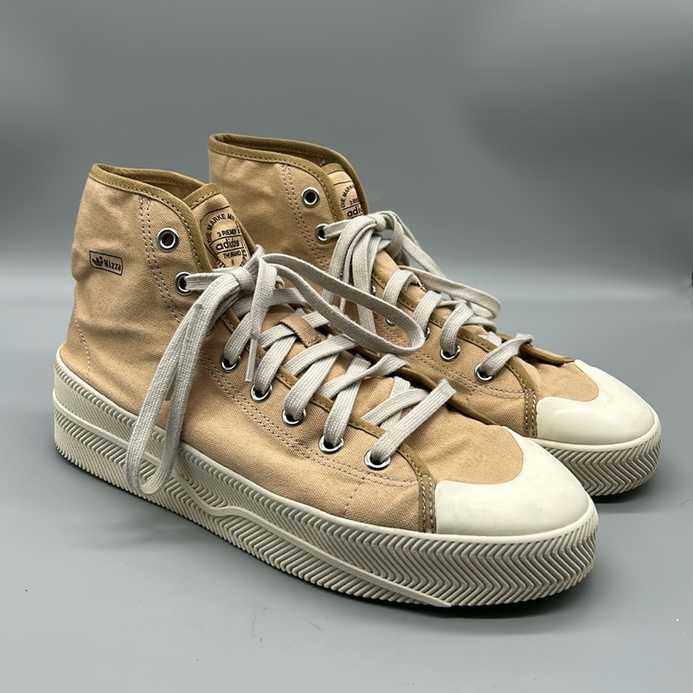 Adidas Nizza Nude Tan Canvas Hi-Top Retro Classic Sneakers Shoes size 11